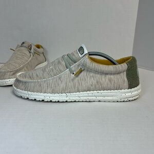 Hey Dude Wally‎ Jersey Casual Loafers Taupe Green Slip On Mens Size 8